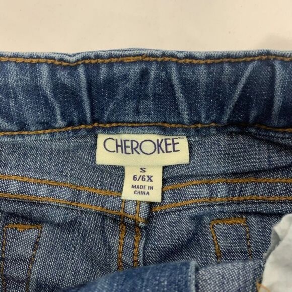 Cherokee Girls Denim Shorts Size S 6/6X Adjustable Waist - Picture 3 of 6